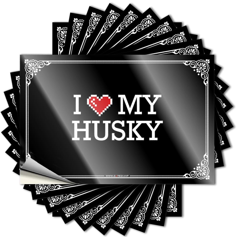 Decals Boys Waterproof Vinyl Sticker | I Love My Husky Spring Bumper for Coffee DIY Projects(12X18CM)