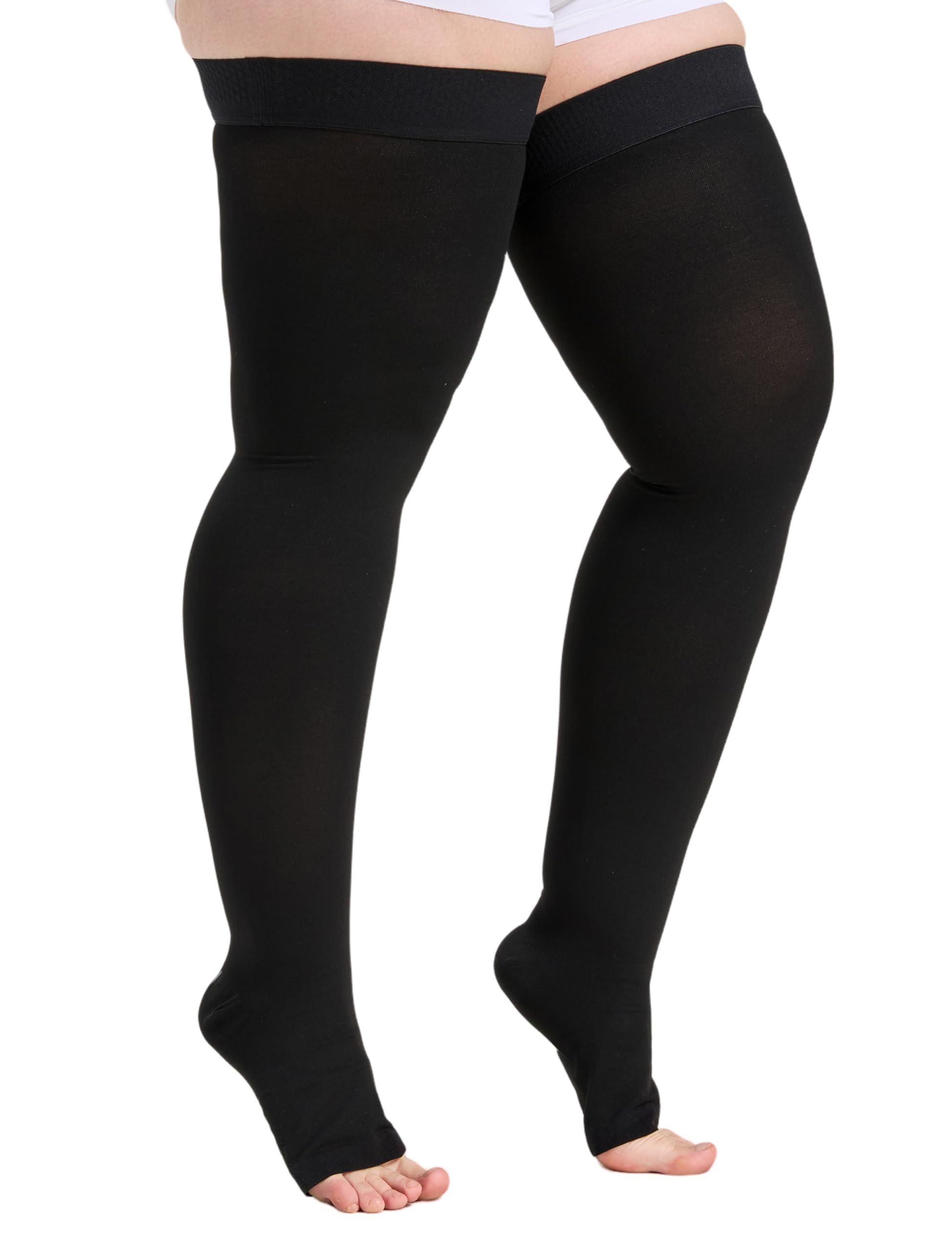TOFLY Extra Wide 4XL 30-40mmHg Thigh High Compression Stockings Open Toe