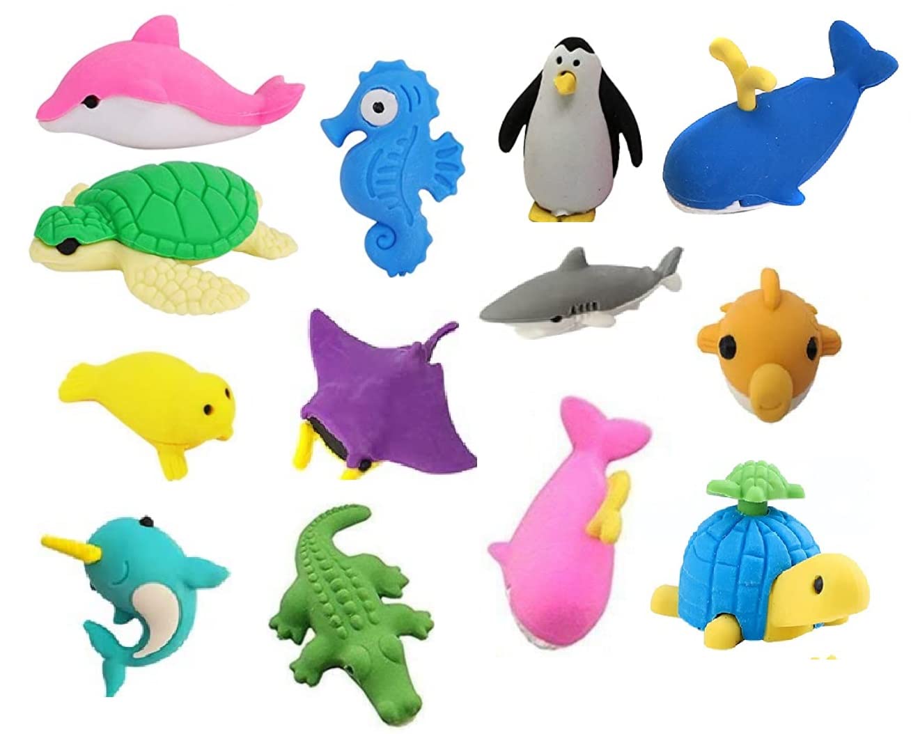 FunBlast (Pack of 13 Pcs) Sea Creatures Shape Erasers Set for Kids Educational Stationary Kit for Kids (Multicolor)-image-32