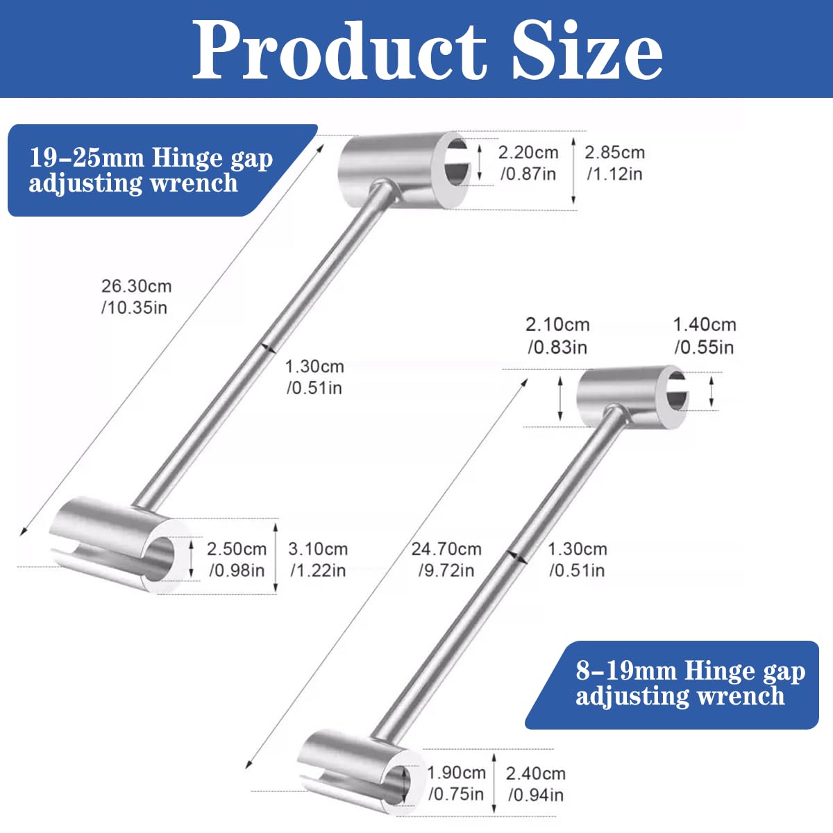 2 PCS Clé de Réglage de Charniere 14-19mm/23-25mm Outil de