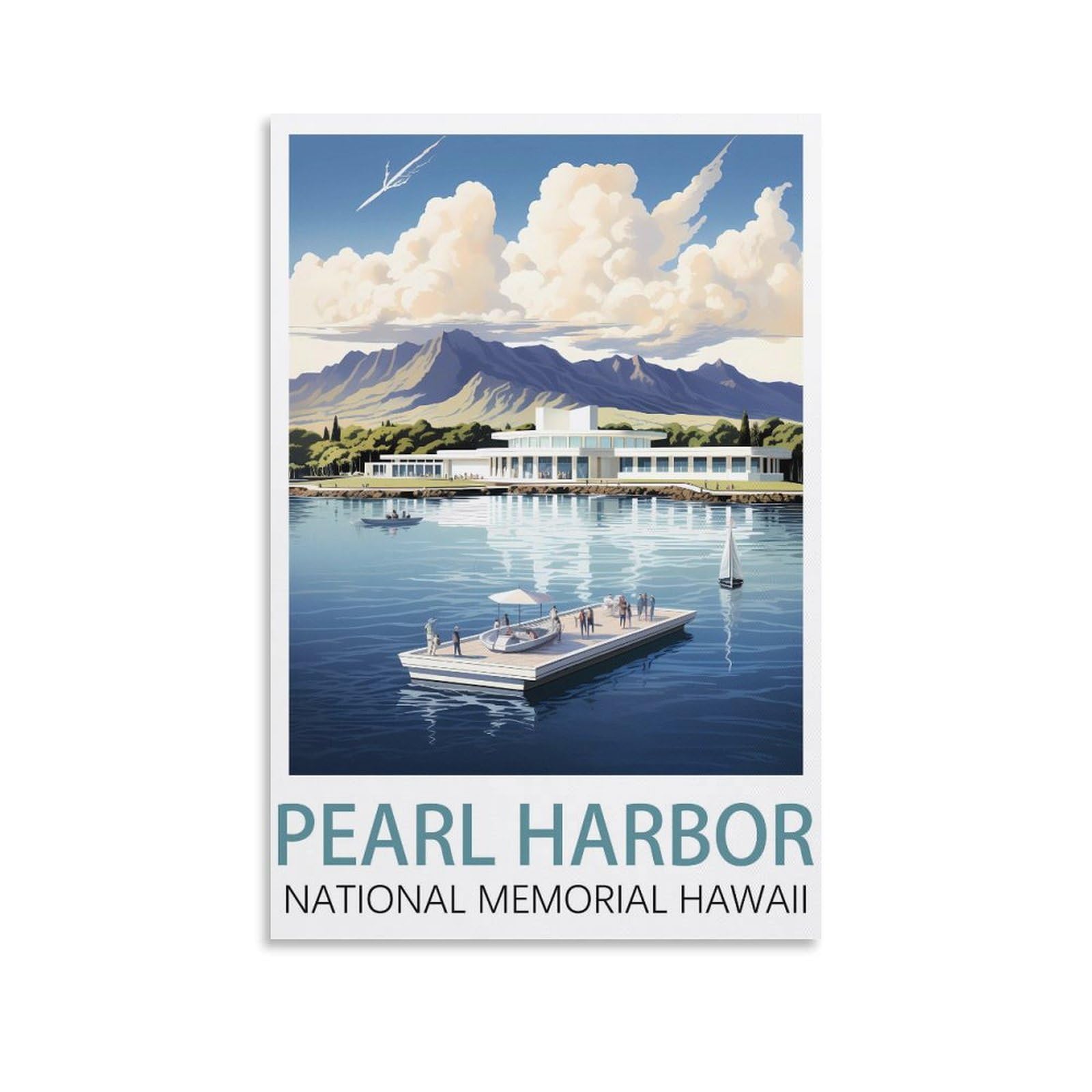 EZMLFA 5D Diamond Art Kits for Beginner,Pearl Harbor National Memorial Hawaii,Diamond Art House DIY Diamond Art Kits for Home Wall Decor 30x40cm