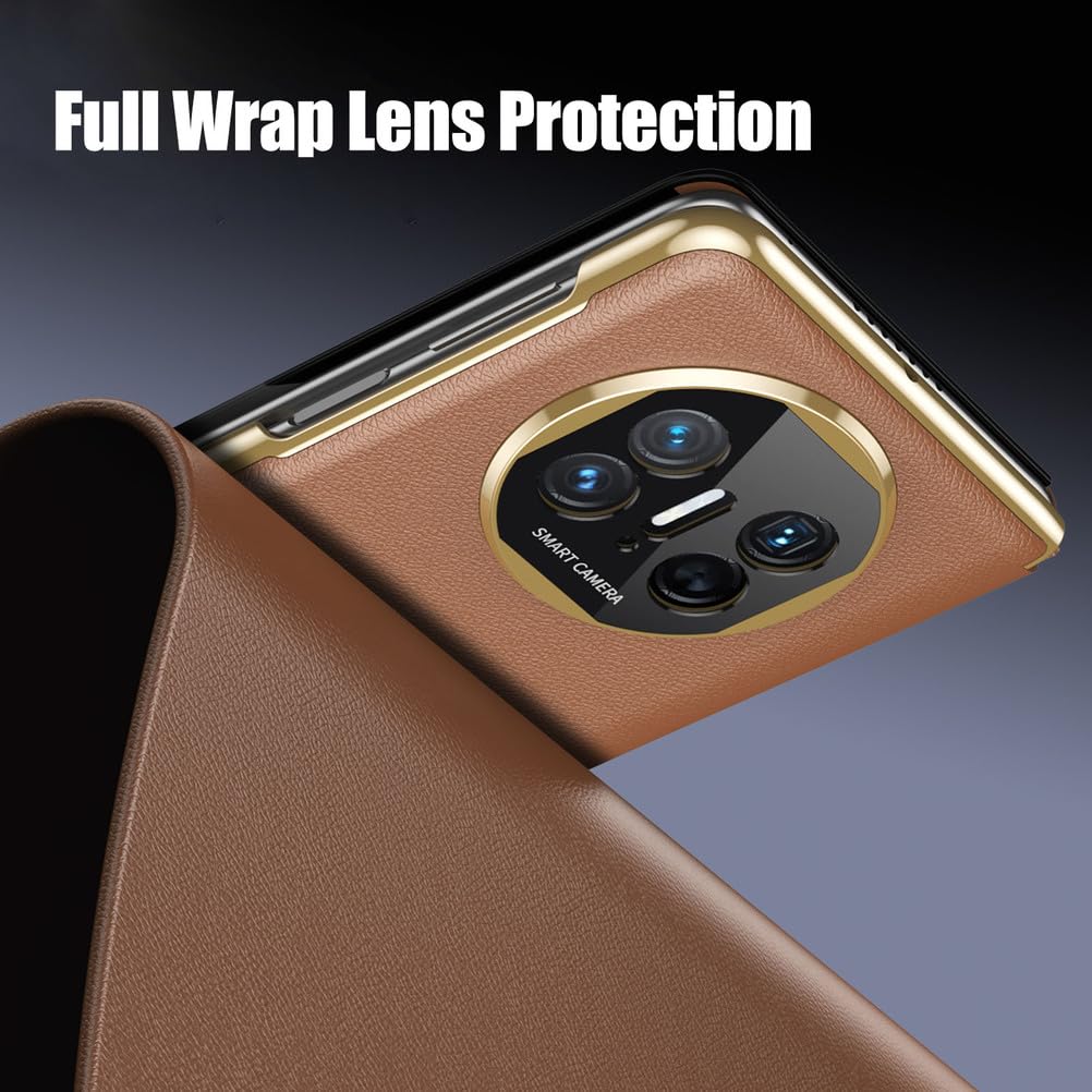 Pokryte etui do Huawei Mate X6, przezroczyste okno widoczne, klapka, magnetyczne, ultracienkie, wegańskie skórzane etui na telefon komórkowy, niebieski, X6