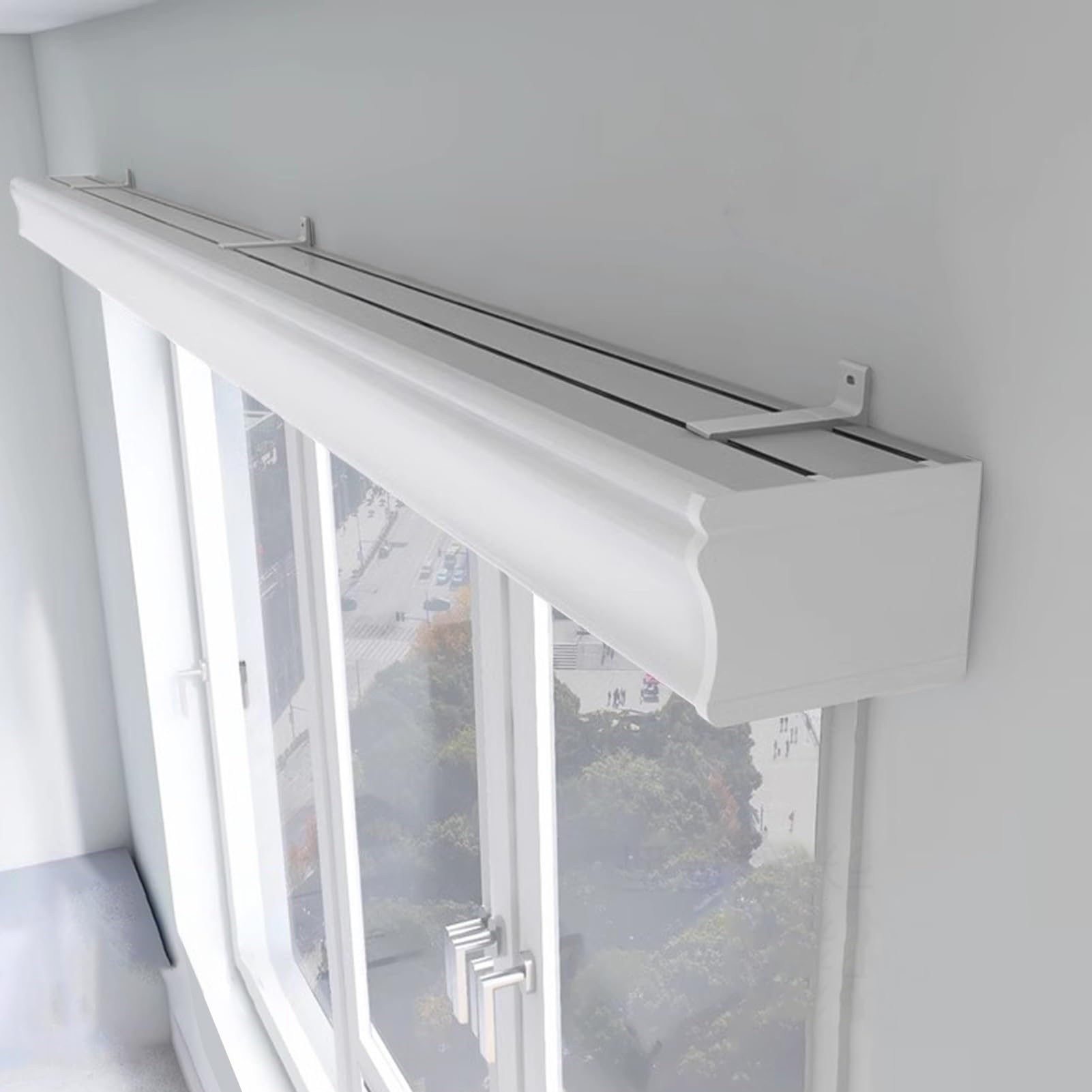 Double rail de fenêtre blanc pour éliminer les bruits de rideaux