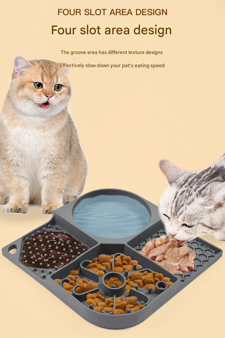 7Seas Cat Dog Slow Feeder Lick Mat - Interactive Silicone Pet Food Pad with Suction, Dishwasher Safe, Stress & Boredom Relief Treat Mat for Peanut Butter & Snacks - Multicolor 2