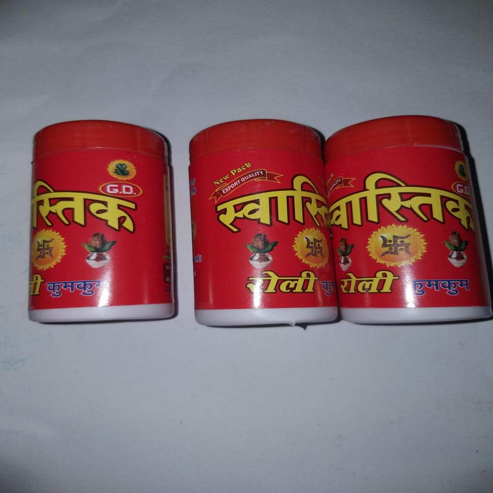 Samast Brand Presents Roli Swastik Kumkum Lal Kumkum for Tilak, Teeka (Tika) & puja Sindoor Sold by Garvita's Store (Pack of 3 Unit)