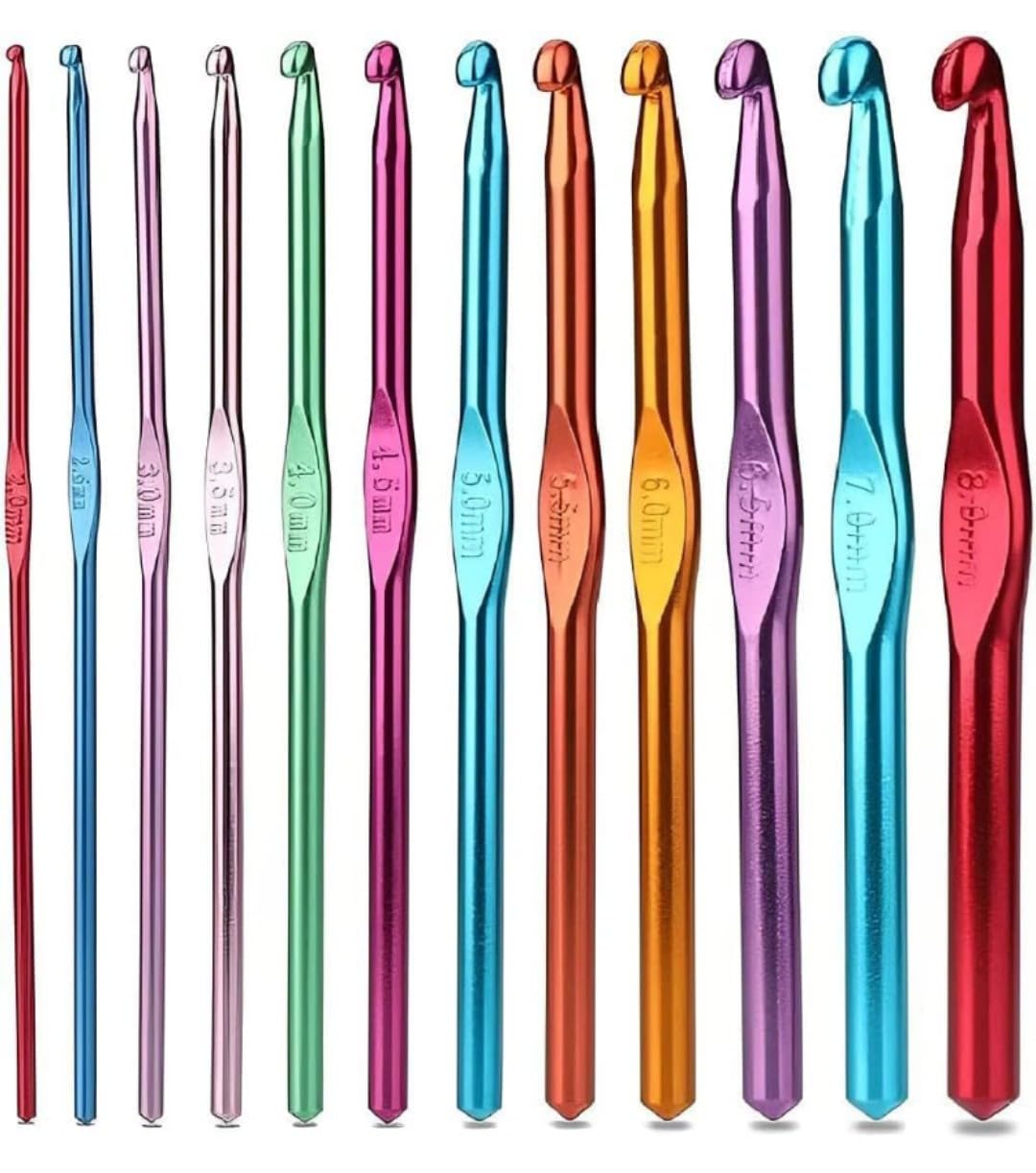 VRB Dec 12pcs Crochet Needles, Knitting Needles, Crochet Kit, Crochet Hook, Knitting Kit, Needle Set, Knitting Needle Set, Crochet Needle, Crochet Set, Crochet Hook Set for Crocheting. (12Pcs Crochet Needle)