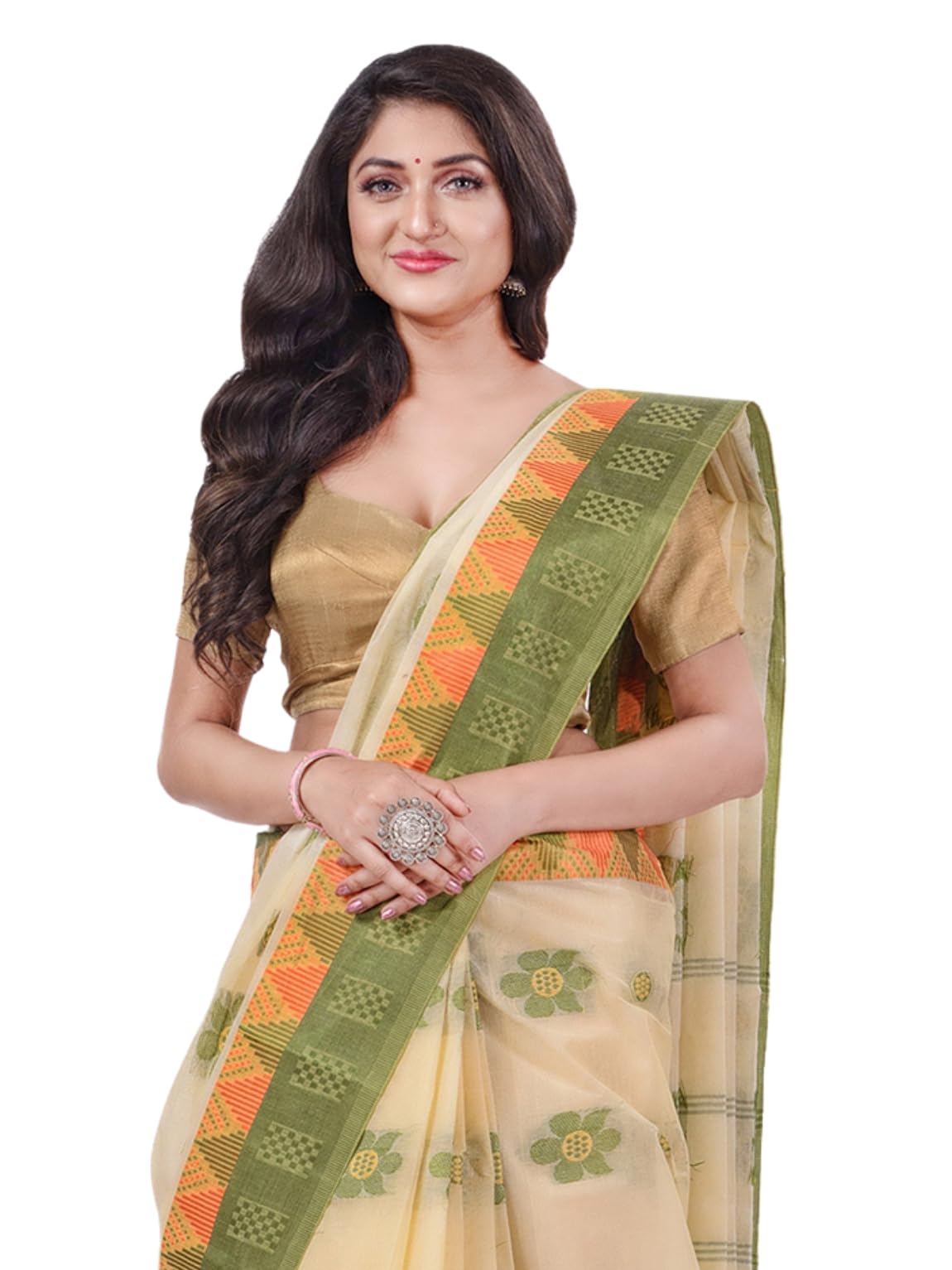 db desh bidesh Women’s Fuleswari Woven Pure Handloom Cotton Saree Without Blouse Piece – Green Tant Saree for Women-picture-45