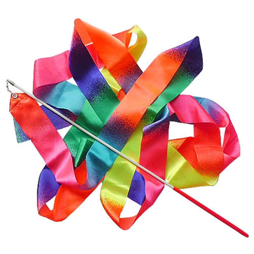 2 pezzi nastro da ballo da 2 m nastro da ginnastica per bambini arcobaleno e rosa, materiale da ginnastica, bacchetta per l'allenamento della danza artistica