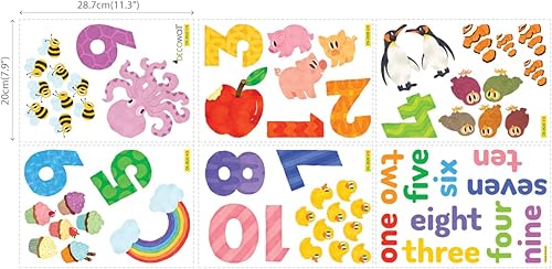 Miniatura 8 de DECOWALL DS-2020 - Calcomanías de pared con números para despegar y pegar, calcomanías de pared extraíbles para niños, guardería, dormitorio, sala