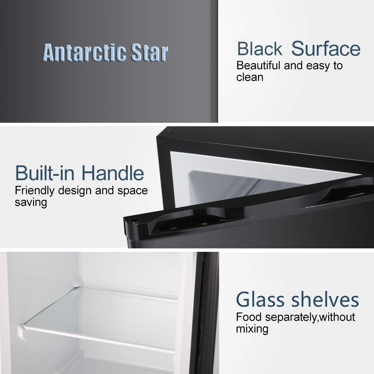 Antarctic Star Upright Freezer 3.0 Cu.Ft, Compact Mini Freezer With Reversible Single Door, Temperature Control, Removable Shelves, Small Freezer Stainless Steel For Dorms Home Office, Black on Fridge.com - View 5