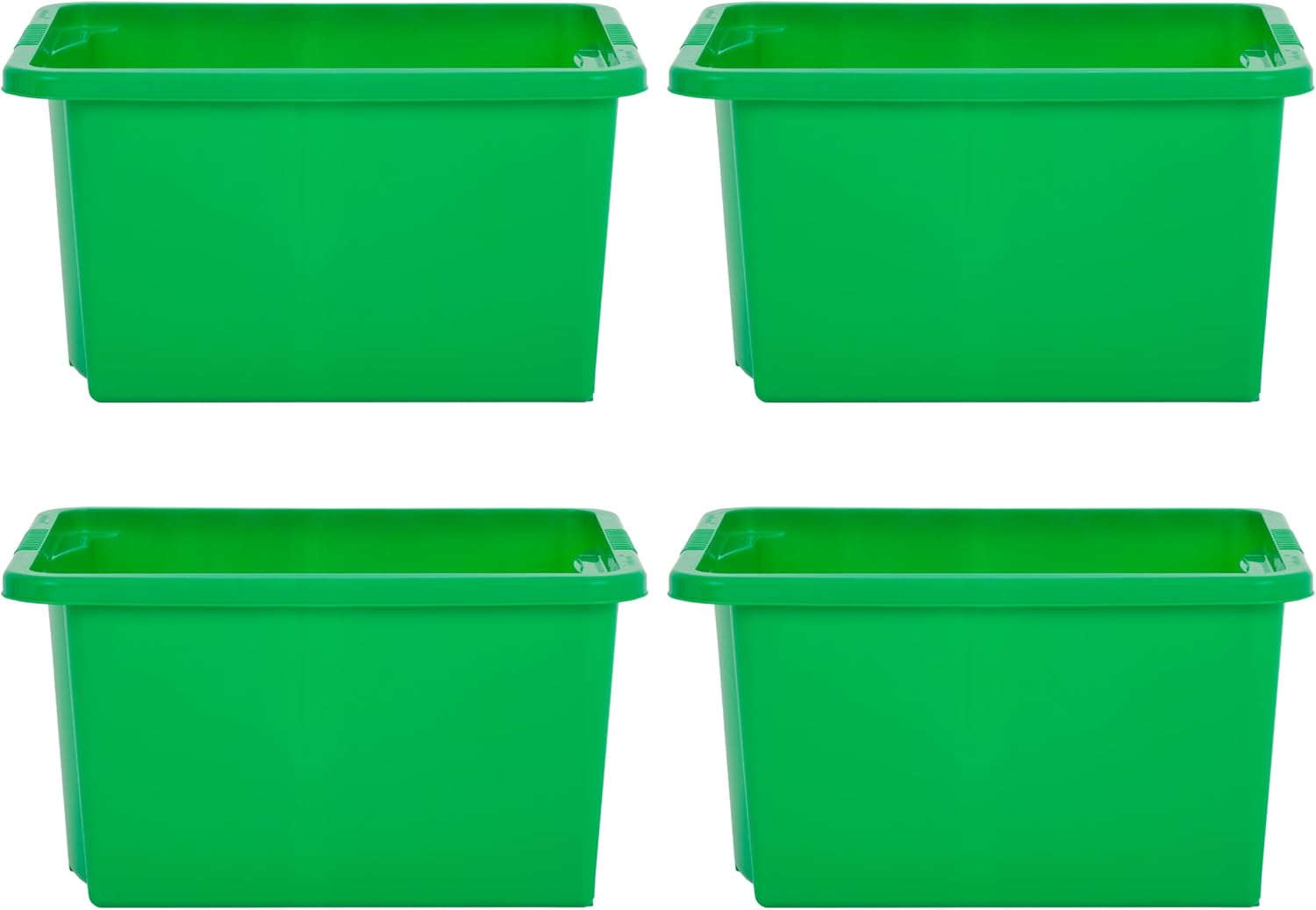 Wham Stack & Store, Pack 4 35L Green Plastic Storage Organisation Boxes