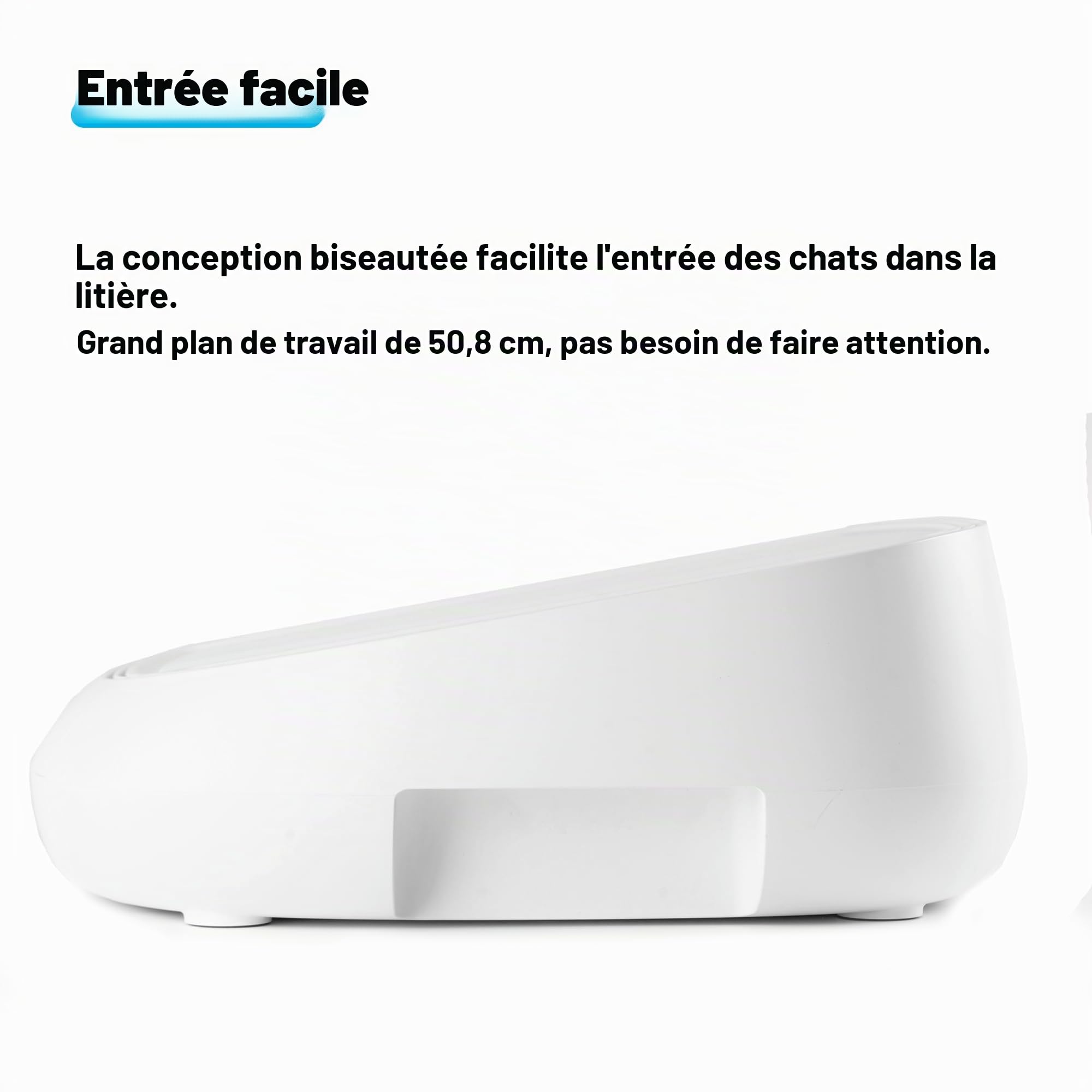 Neakasa Marchepied à pédale pour chat avec fonction de filtration, rampe à litière facile à nettoyer, piège à litière pour chat M1 Ouvert autonettoyant, blanc