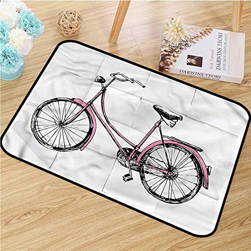 TBRfine Retro, Door-mat, Vintage Bike Hipster Urban, Bathroom Mat for Tub Non Slip