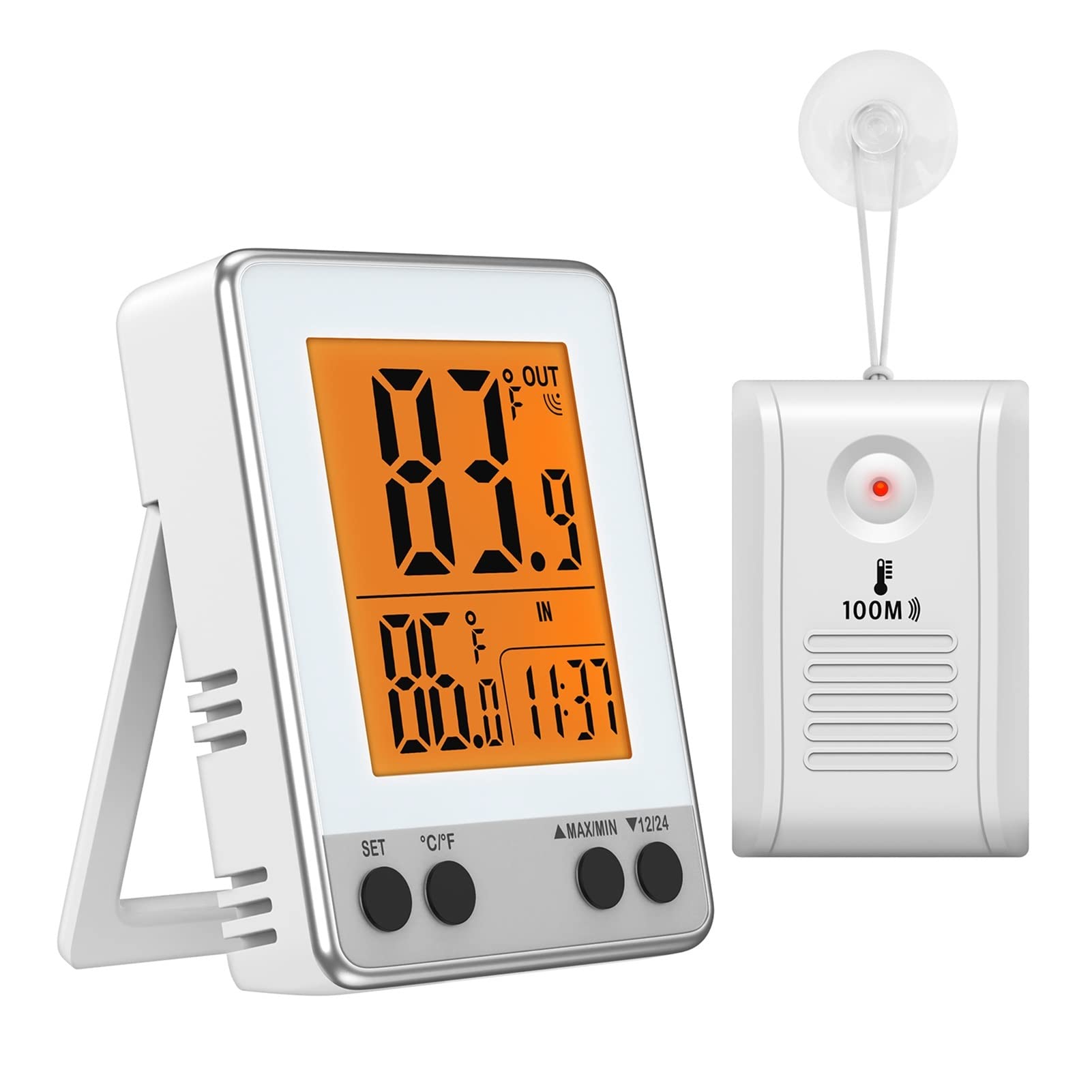 Termómetros para piscinas Termómetro digital al aire libre Sensor inalámbrico Monitor de temperatura interior Lcd Relojes de mesa de escritorio para piscinas interiores y exteriores, spas y jacuzzis