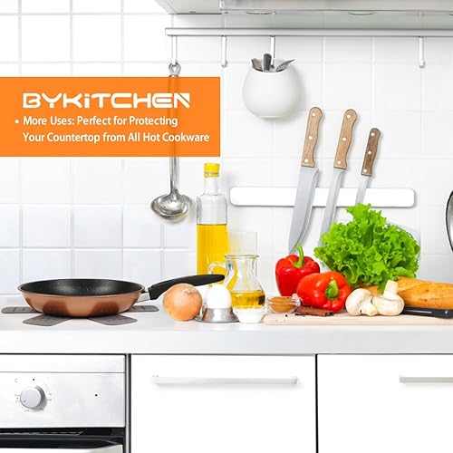 Miniatura 9 de BYKITCHEN Protectores de sartenes y ollas, protectores de sartenes más grandes y gruesos con estrellas, juego de 6 y 3 tamaños diferentes,