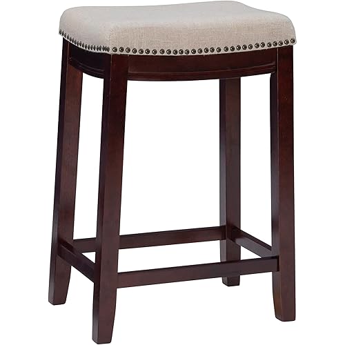 Linon Hampton Stool Fabric Top, 24-inch