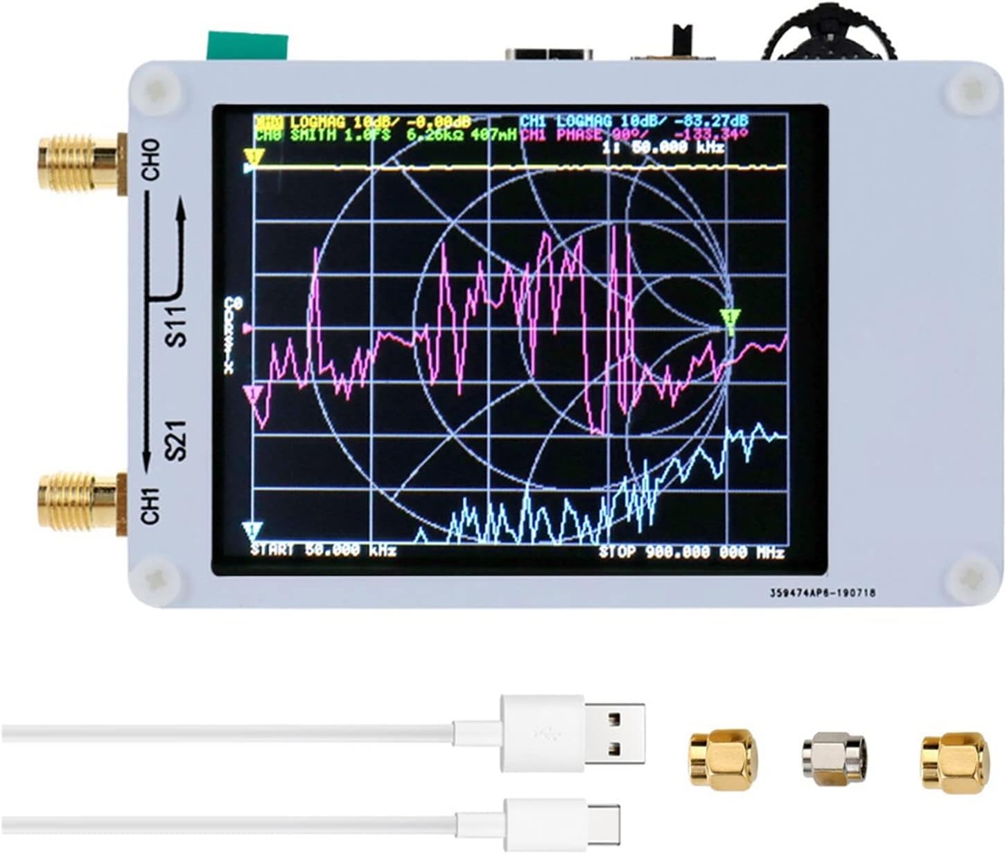 HUACHEN-CHAO Logic Analyzer Device 3G S-A-A-2 V2 Vector Network Analyzer Digital Nano VNA Tester USB Logic Antenna Analyzer Standing Oscilloscope (Color : 2.8in 900MHz Style 1, Size : 0)