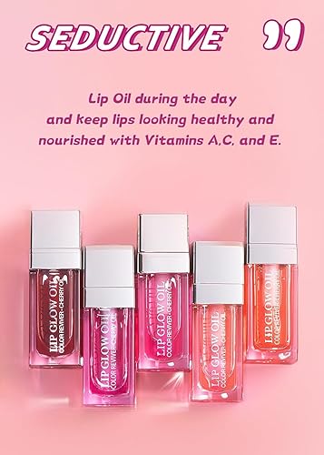 Miniatura 7 de FEIMINI Aceite hidratante para labios brillante, brillo labial transparente, de larga duración, hidratante, antiadherente, teñido para el cuidado de