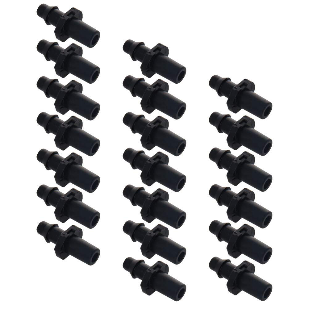 MroMax Plastica Giardino Irrigazione Raccordi Tubo Acqua Spruzzatore Connettore 4/7 Piccola Bocca Singola Barb Nero 20pcs