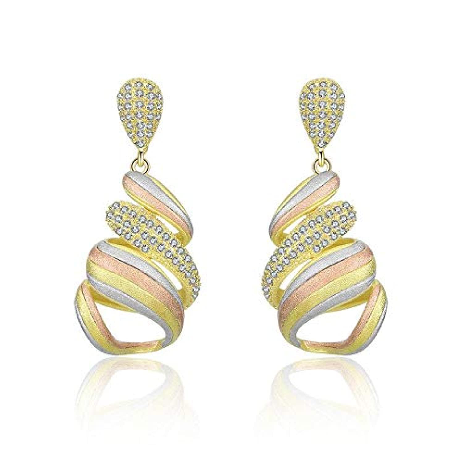 Mytys Fashion Dangle Drop Earrings for Women 3 tones Matte Spray Sand AAA Zircon Luxury Celebrity Accessories aros