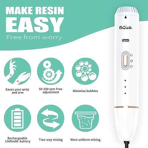 Miniatura 8 de Mezclador de resina mejorado, mezclador recargable de mano con reducción de burbujas, mezclador de resina epoxi para resina, mezcla de silicona,