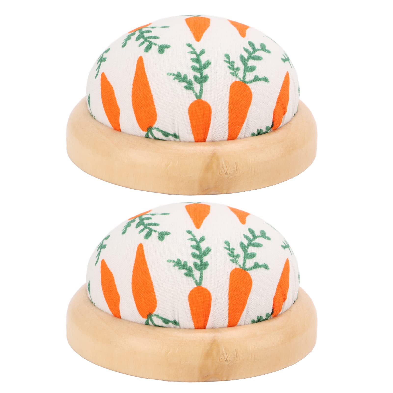 BTSEURY Sewing Pin Cushion, 2Pcs Sewing Needle Holder, Wooden Base Hands Portable Lightweight Cute Pattern Design Pin Cushion