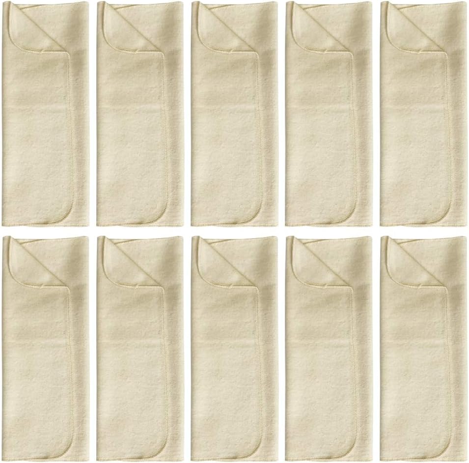 Washable Organic Diapers – Prefold Cloth Diaper Booster Pads for Baby and Toddler, Brushed Cotton (10-pack)