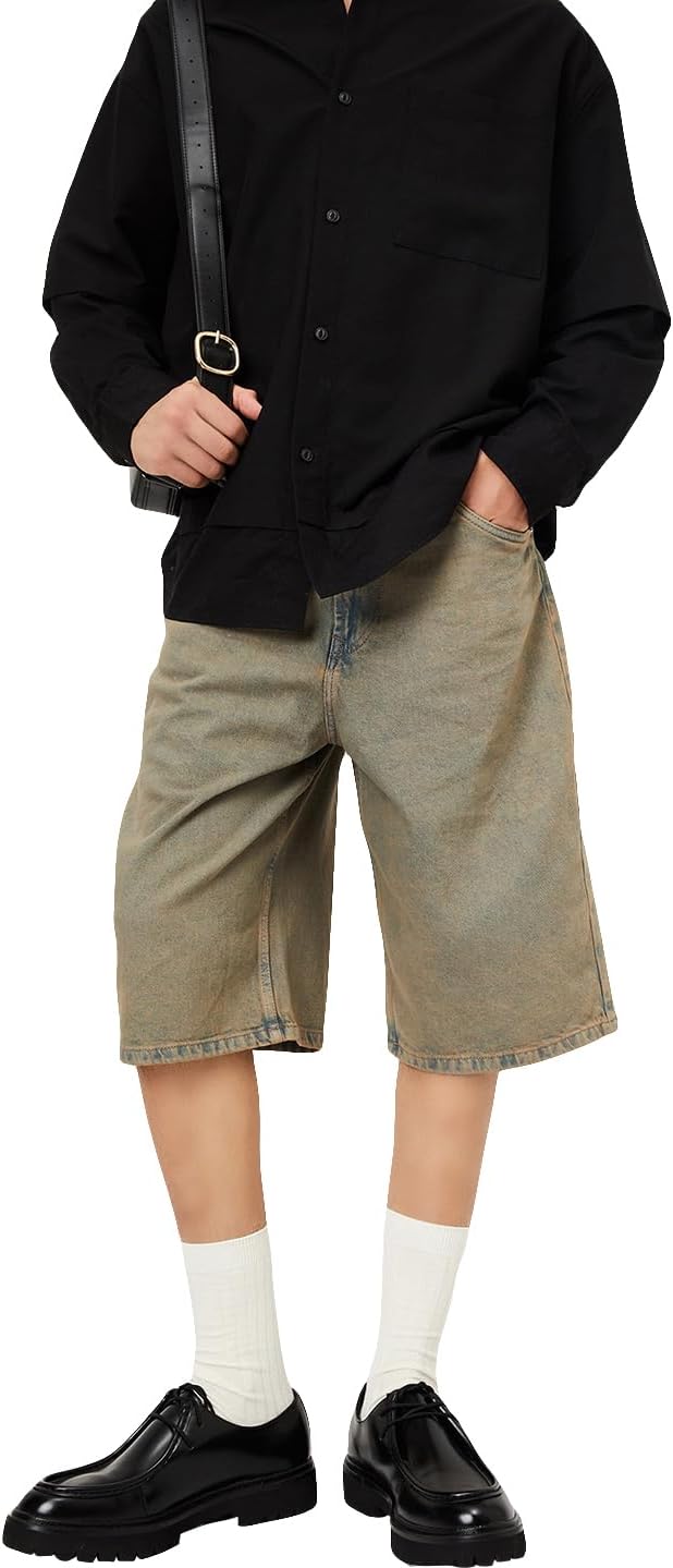 Men's Washed Solid Denim Shorts