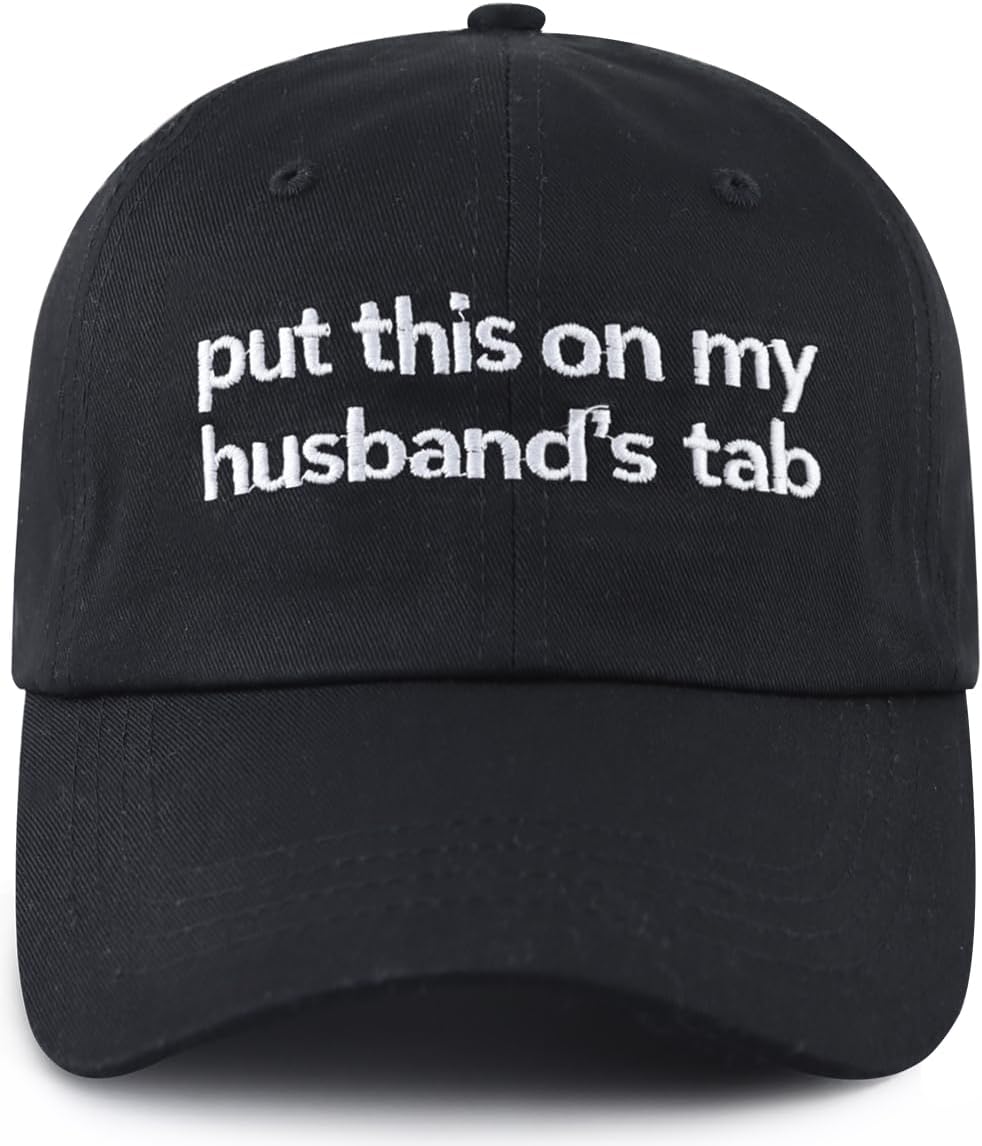 Put It On My Hubby's Tab Hat for Women Men, Funny Adjustable Cotton Embroidered Husband Wife Baseball Cap