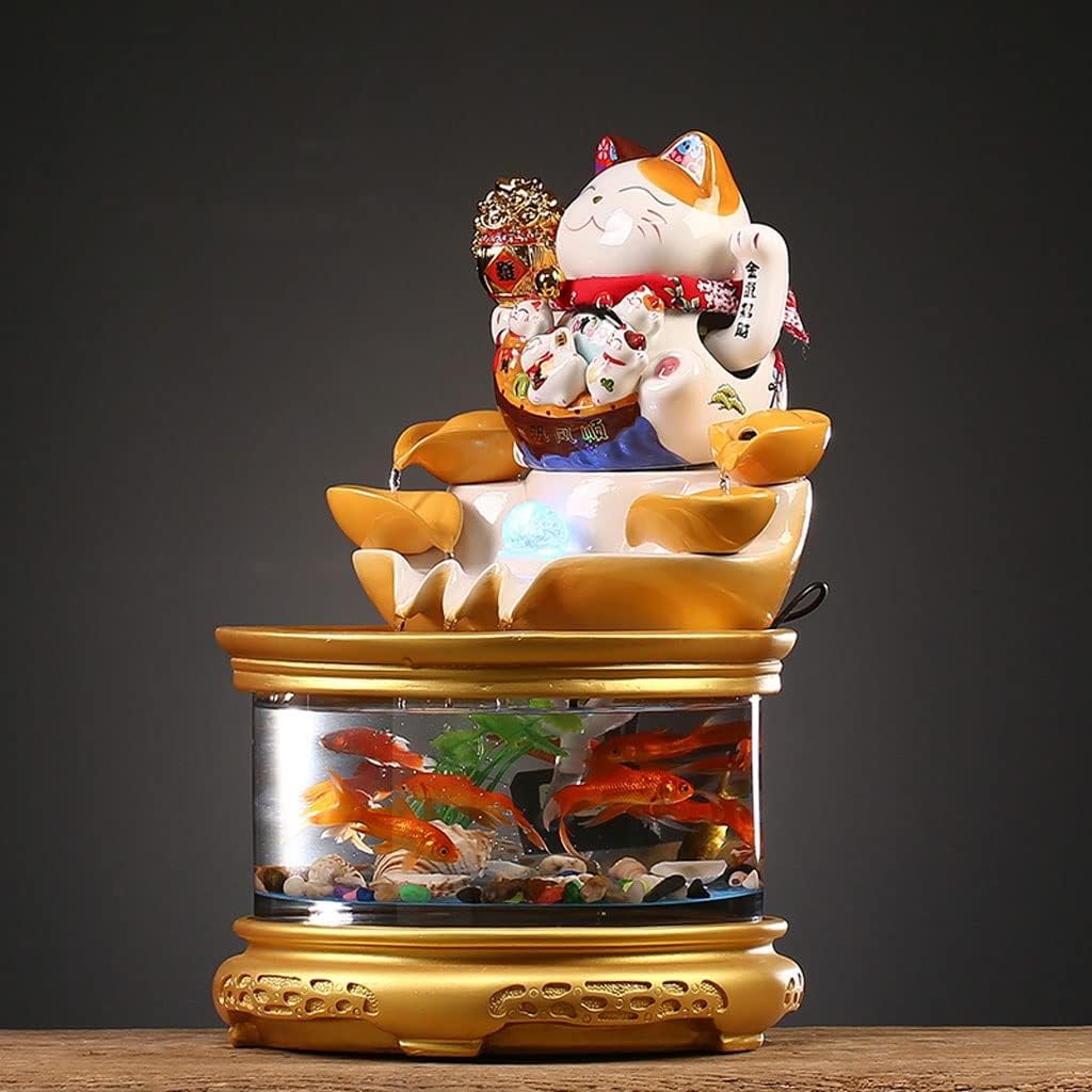 Tabletop Fountain Tabletop Fountain Modern Creative Water Glass Fish Tank Office Desk Lucky Cat Decorative Ornaments Interior Decoration Desktop Fountain Water Fountain
