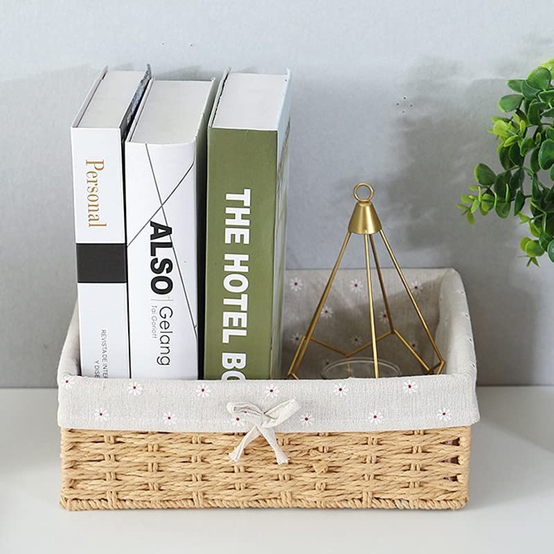 Cesta de Almacenamiento, Accesorios de Cocina y Dormitorio, Escritorio de ratán Tejido a Mano, Cesta de Mimbre, artículos para el hogar