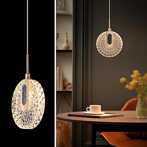 Lámparas colgantes redondas de acrílico, lámparas colgantes ajustables, iluminación colgante para cocina, isla, comedor, sala de estar, dormitorio,
