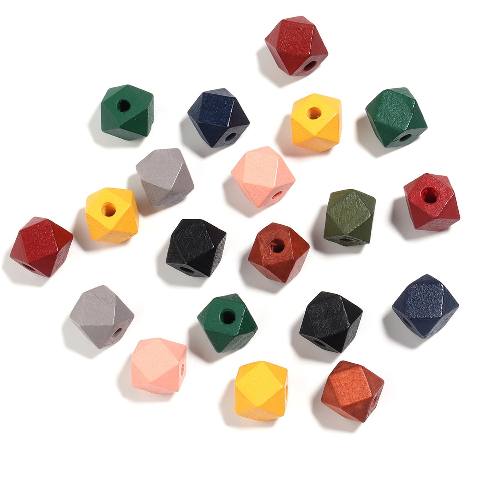 Carotoe C Arotoe 60 Pcs Geometri Wood Beads Raft Beads Olourful Wooden Easy To Use For Art & Raft Project And Jewelry Making