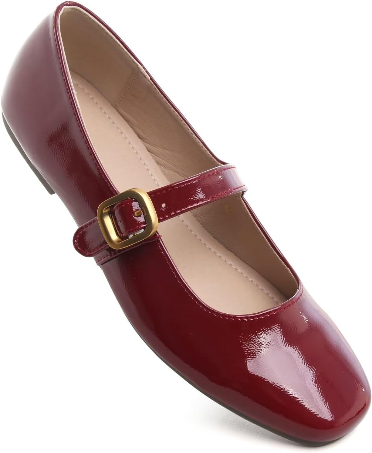 TN TANGNEST Leather Flats for Women Comfortable Square Toe Slip On Flats Soft Work Flats Retro Mary Jane Flats - Image 7