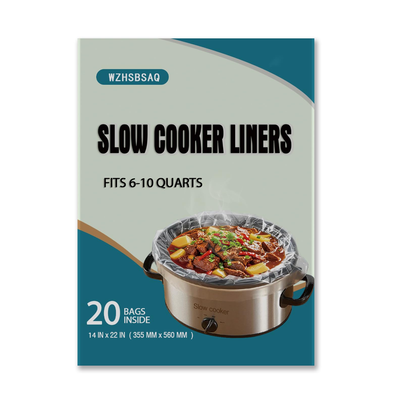 Slow Cooker Liners 20-Pack Cooking BagsOversized Disposable Pot Liner Plastic Bags Fits 6QT to 10QTFor Slow Cooker Cooking