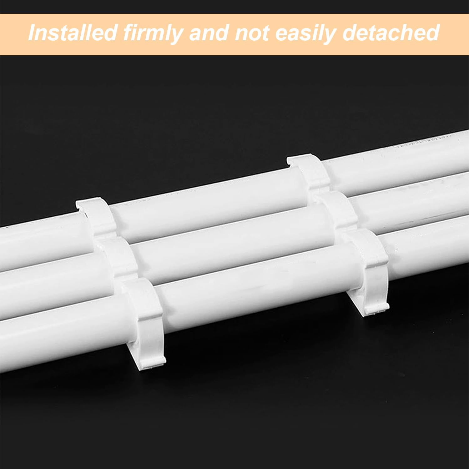 50 fascette stringitubo M25, fascette stringitubo da 25 mm, in PPR bianco con viti, fascette di serraggio per tubo dell'asta, tubo vuoto (bianco)