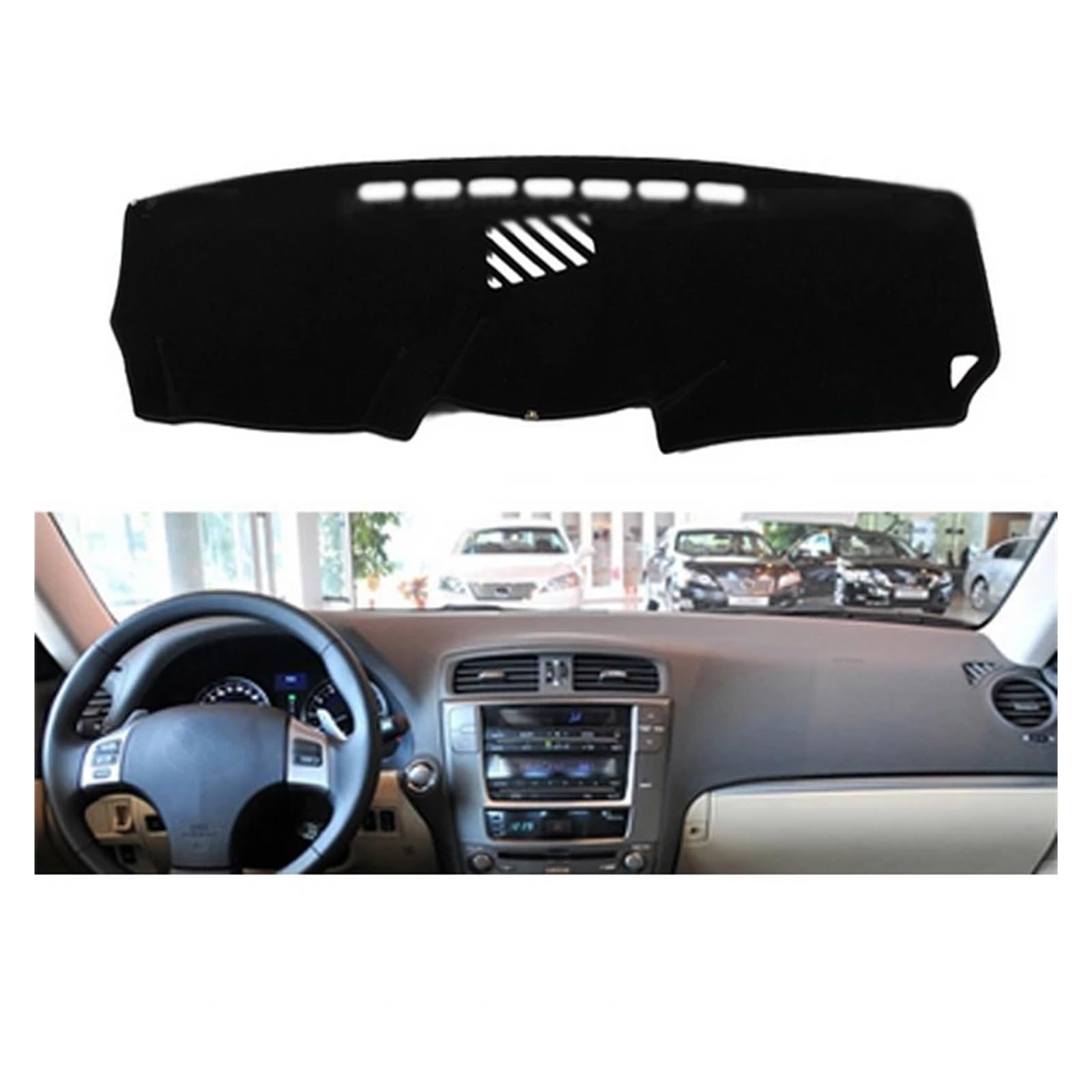 Cubiertas de tablero para autos Lexus IS300 2007 2008 protector de salpicadero negro 6