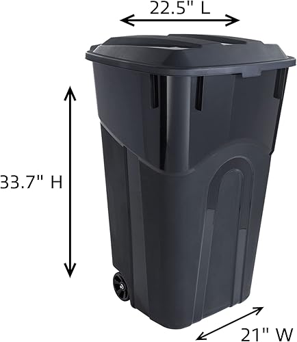 Miniatura 26 de United Solution TI0087 - Contenedor de basura redondo de 20 galones, color negro, fácil de transportar con construcción resistente, asas de paso