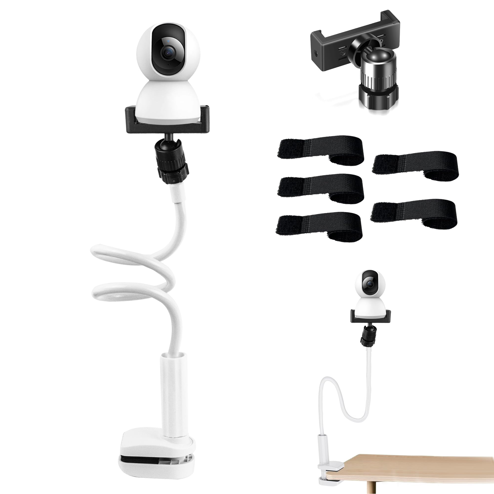 duozoanz Baby Monitor Support Universal Flexible Baby Video Monitor Clip for Cot Desk for ABM700/SM50B/UU24/BM01/HB6550/HB65/HB6560 Webcam Support