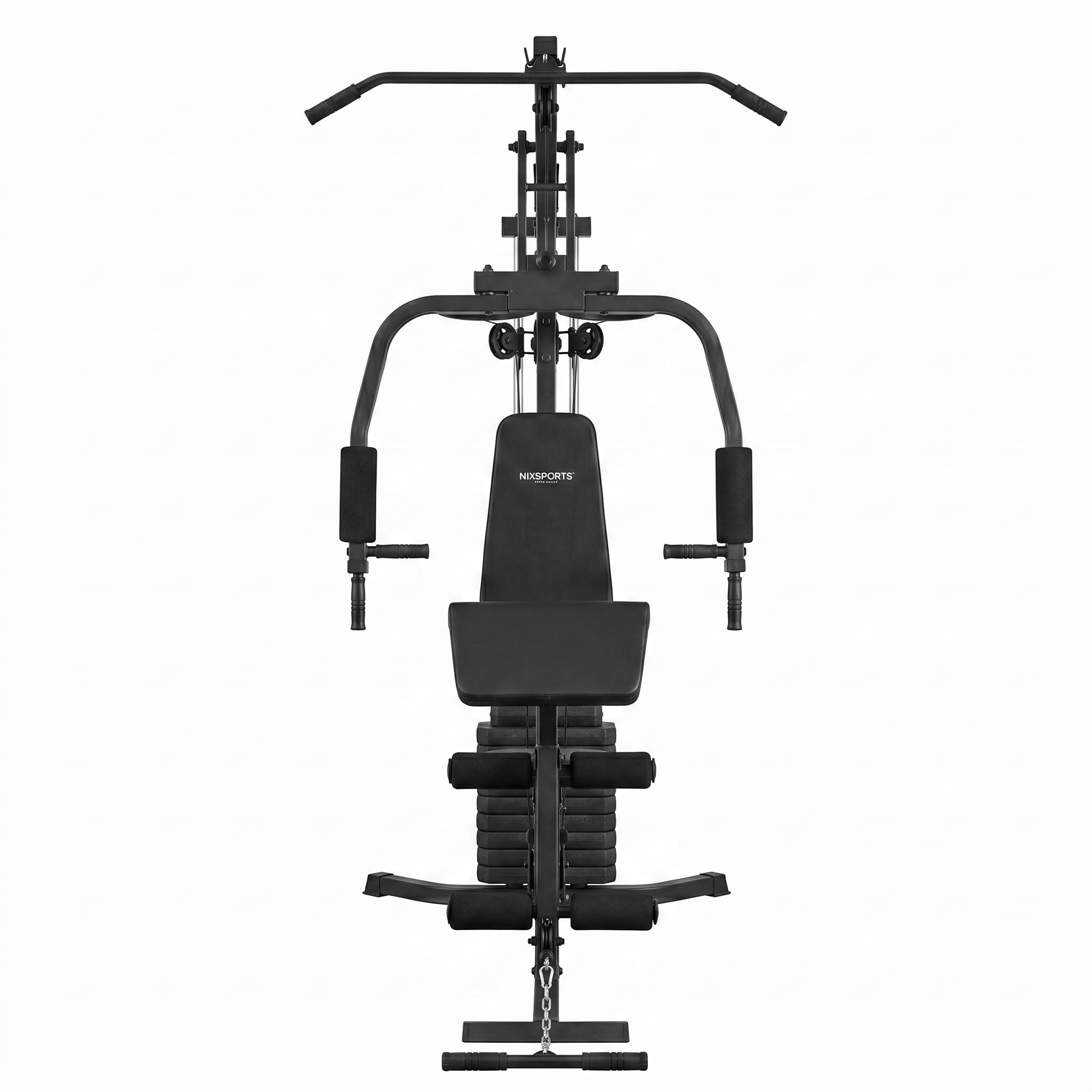 Estación musculación multifunción poleas 132 × 95 × 202 cm – Jalón Pecho, Press Pecho, PEC Fly, Curl bíceps predicador, extensión piernas, polea Baja, Gimnasio casa