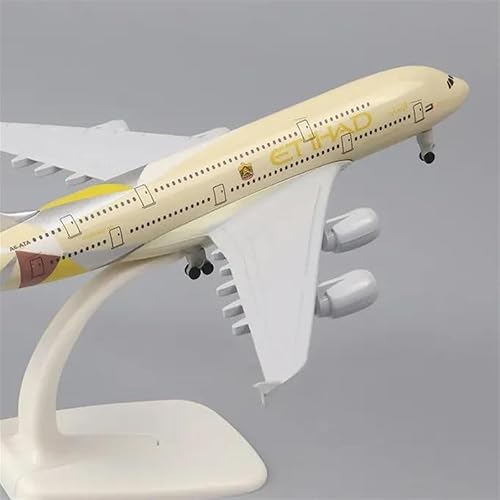 Miniatura 2 de Modelo de avión a escala 7.9 in 1400 para Etihad A380 aleación de fundición a presión Airbus Aircraft Modelo de simulación adecuado para decoración