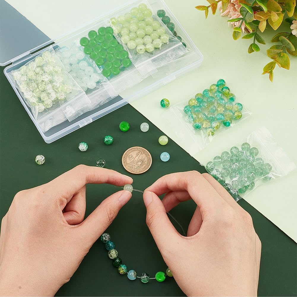 PH PandaHall 300pcs Green Glass Beads 8mm Craft Glass Beads Crystal Loose Spacer Beads for Saint Patrick's Day Spring Home Decor Earring Necklace Bracelet Jewelry Making - Image 5