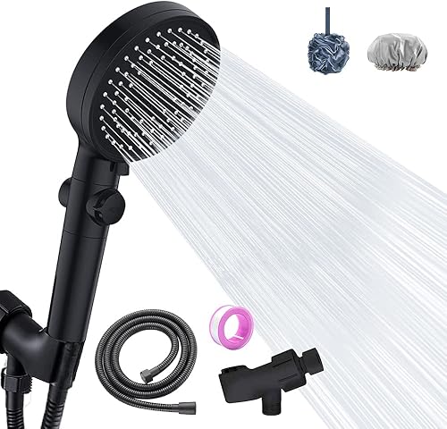 Cabezal de ducha filtrado con mano, cabezal de ducha de alta presión con manguera de acero inoxidable de 59 pulgadas y soporte para cabello y piel,