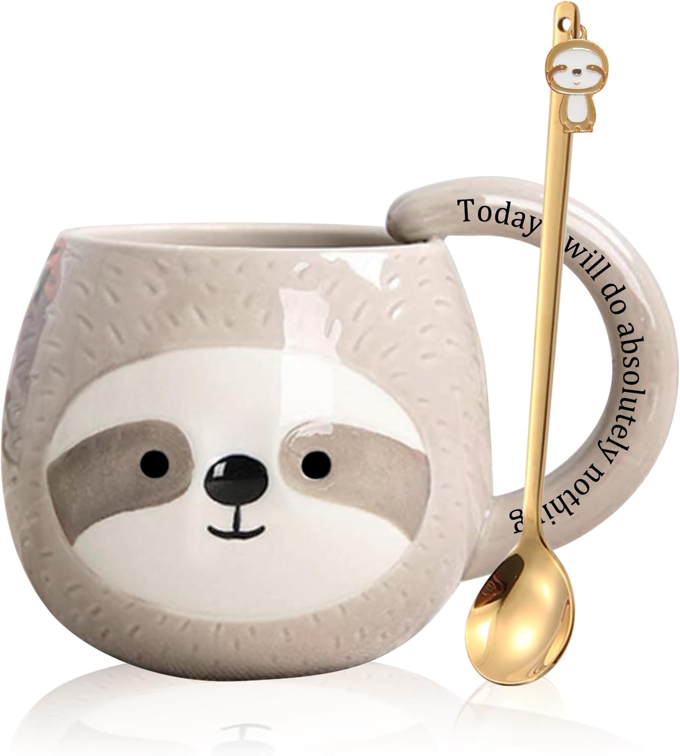Yalucky Sloth Novelty Coffee Mug Cute Travel Tea Cup Cartoon 3D Ceramic Glasses for Lazy Lovers Funny Gifts for Women Men 330ml