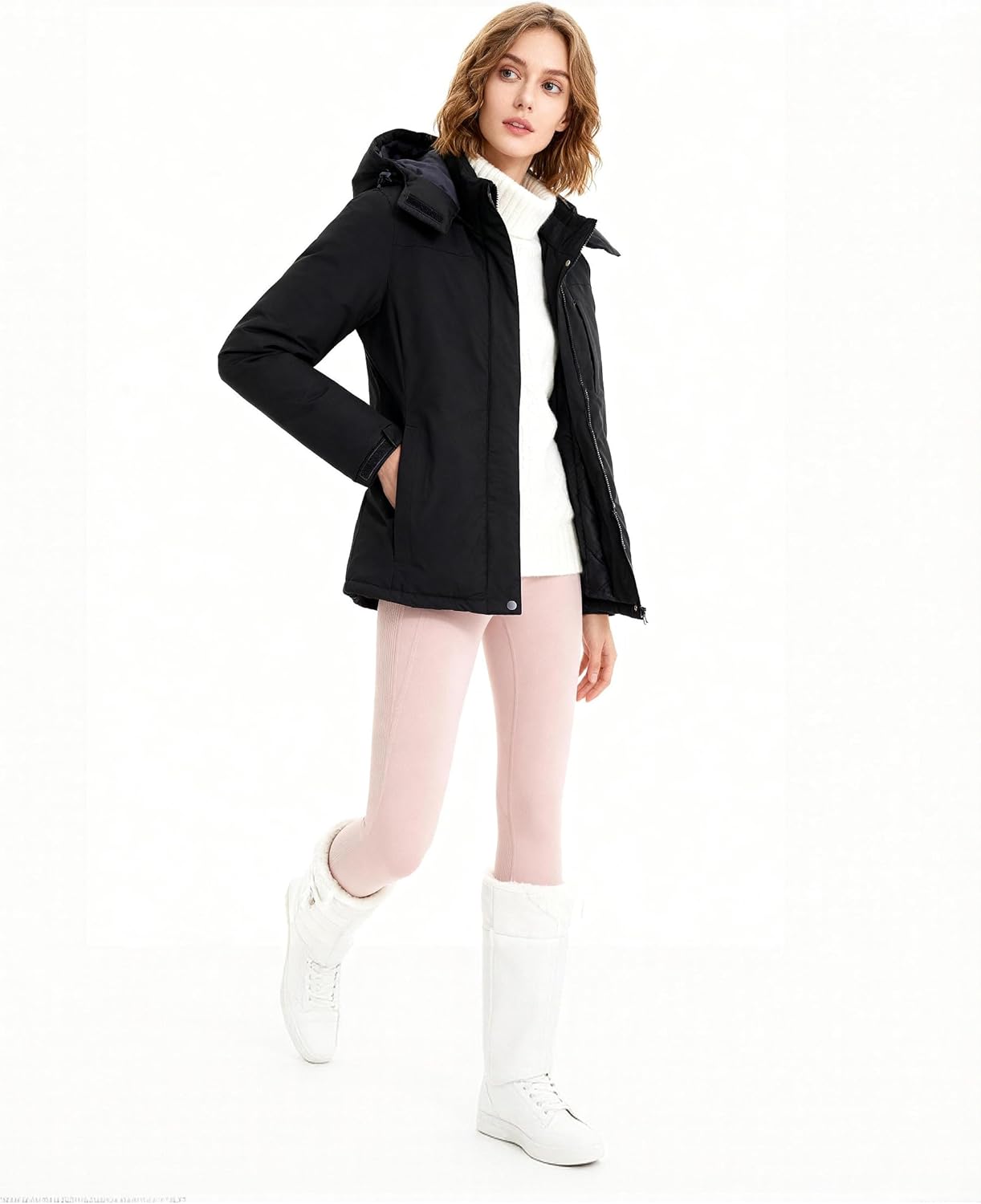 Wantdo Women's Mountain Waterproof Ski Jacket Hooded Winter Snow Coat Insulated Parka Fleece Rain Jacket - Image 2