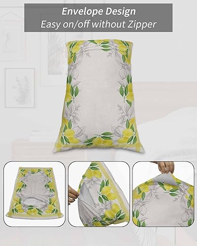 Miniatura 7 de Fundas de almohada de arpillera con hojas de limón tamaño King, fundas de almohada suaves para cama, fundas de almohada decorativas de lujo, funda