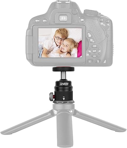 Miniatura 7 de Andoer DSLR - Cabezal de bola de trípode de aleación de aluminio, montaje panorámico de 360 giratorio de 180 con base escalada, montaje universal de