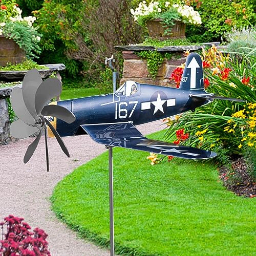 Taubenschreck, Windrad Garten, Wetterhahn, Windspiel Metall, Windspiel Garten, Windmühle Garten, Windmühlenspinner Aus Metall Für Den Außenbereich, Gartendeko Flugzeug Windmühle, Wetterfeste Flugzeug – Bild 3