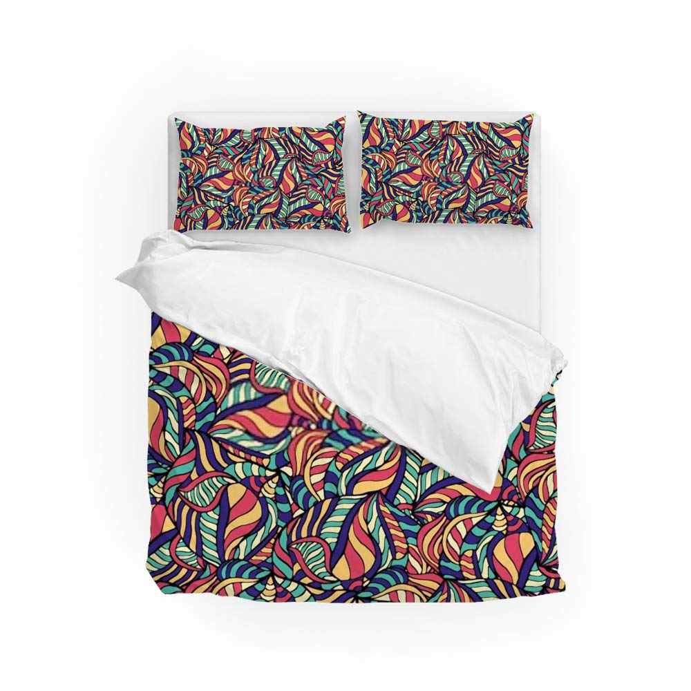 Housse de couette parure de lit 3 pièces motif peinture abstraite moderne avec 2 taies