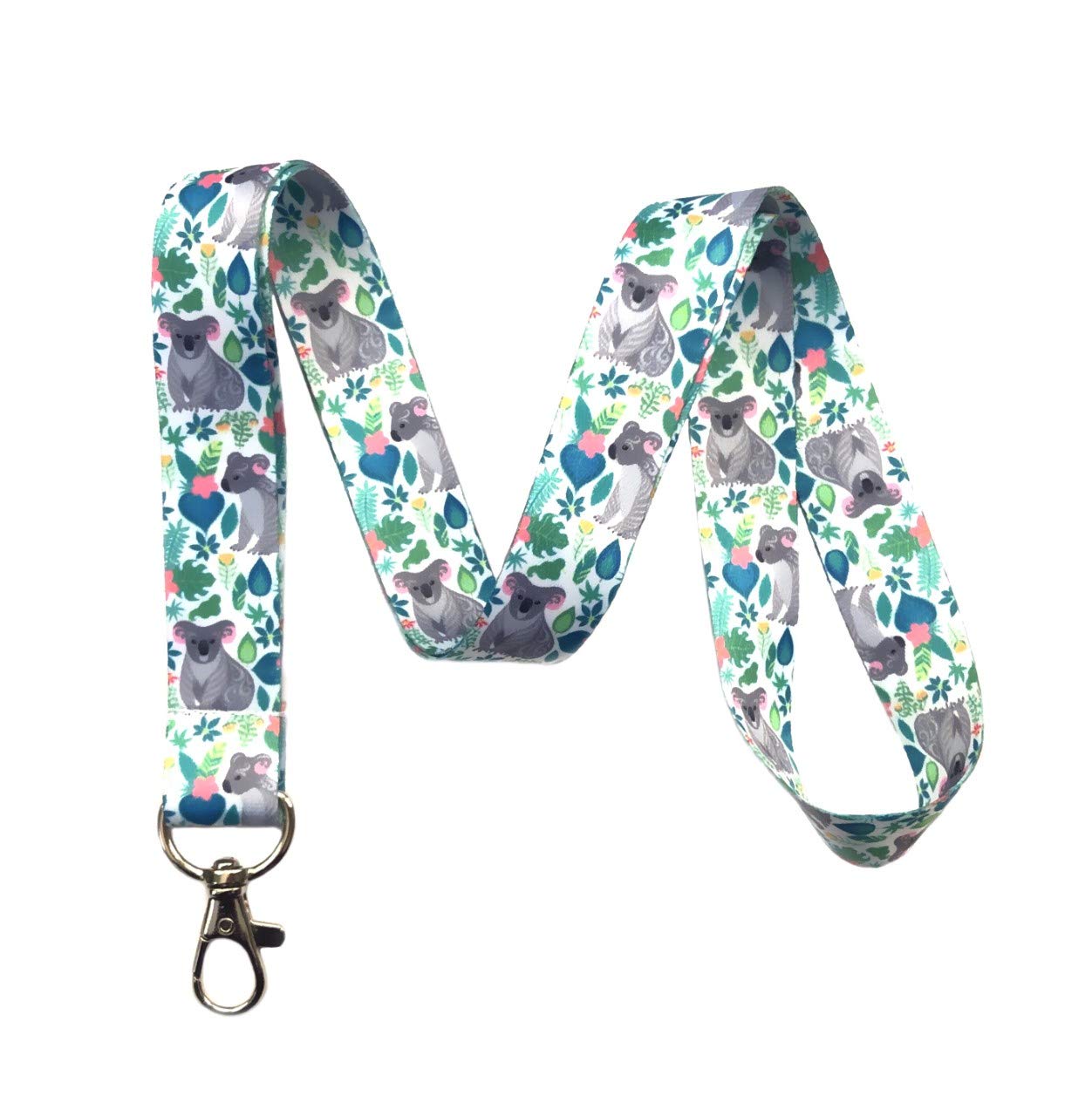 Koala Print Lanyard Key Chain Id Badge Holder